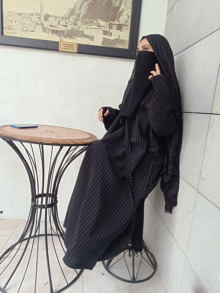 çizgili Siyah abaya 