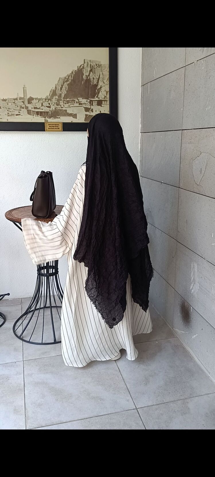 modal çizgili abaya 