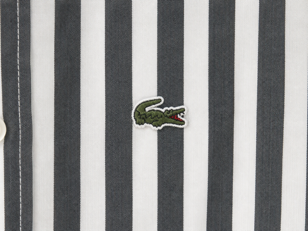 Lacoste Çizgili Gömlek Gri-Beyaz