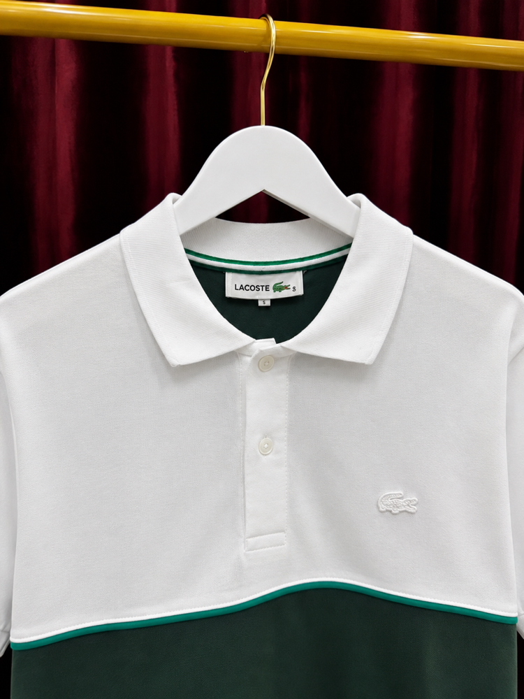 Lacoste Premium Polo Yaka Yeşil Beyaz