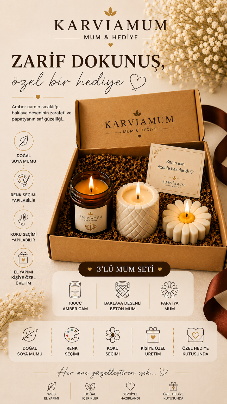 Karvia Amber,Baklava,Papatya Set 3lü