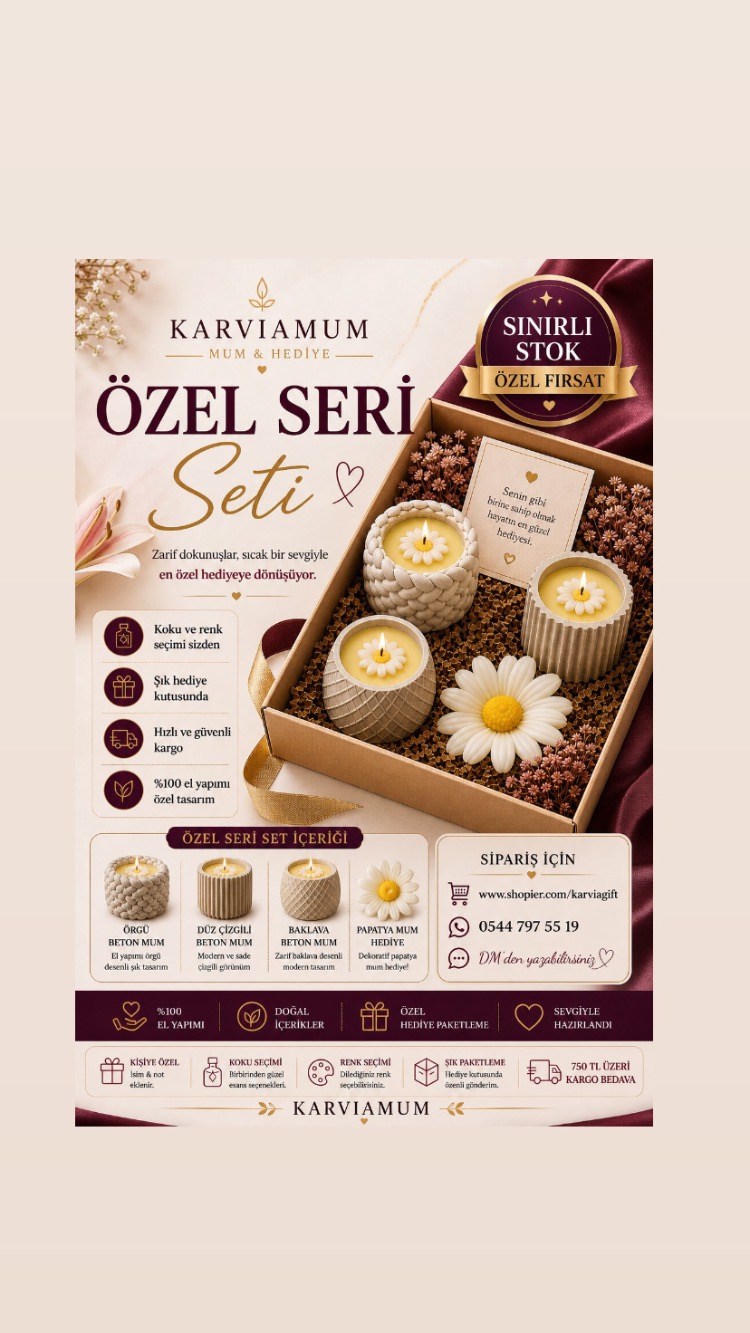 KarviaBeton DÜZ BAKLAVA  3lü ÖZEL SET + PAPATYA HEDİYE