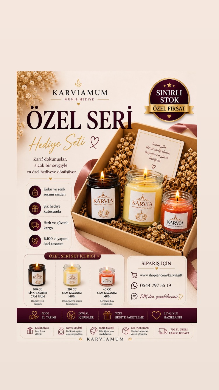 Karvia Premium Mum Seti | EV IŞIĞI SETİ | Kokulu Hediye Kutusu
