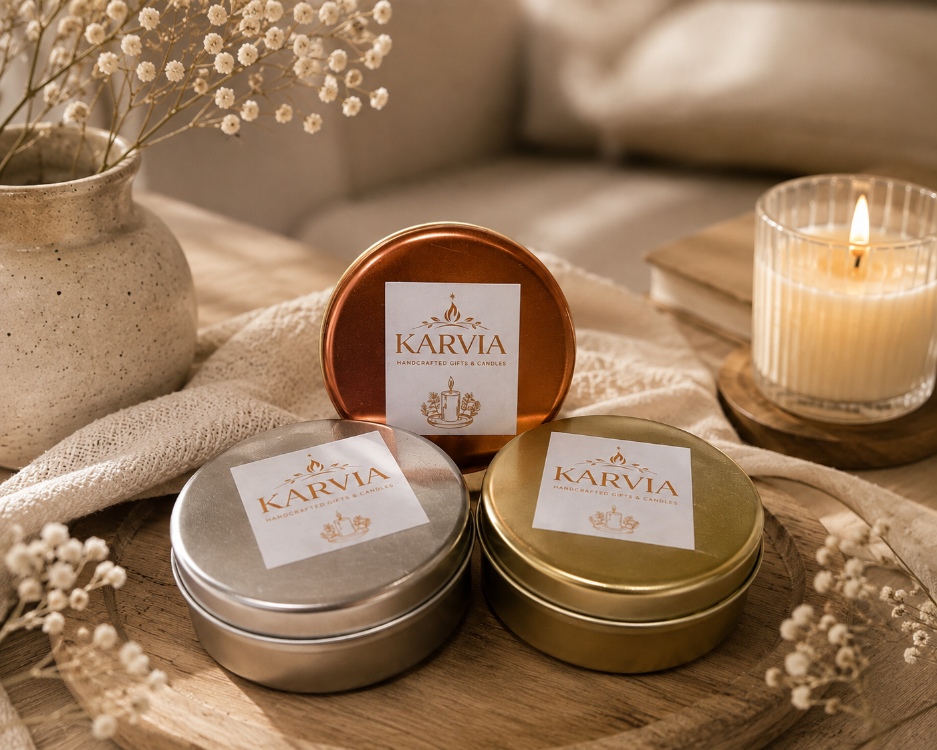 Karvia Premium Mum Seti | Metal Kutu IŞIK SETİ | Kokulu Hediye Kutusu