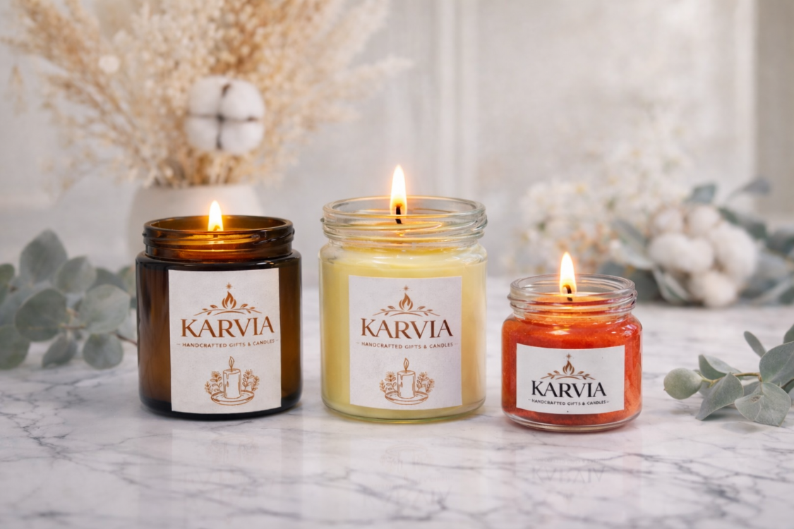 Karvia Premium Mum Seti | EV IŞIĞI SETİ | Kokulu Hediye Kutusu