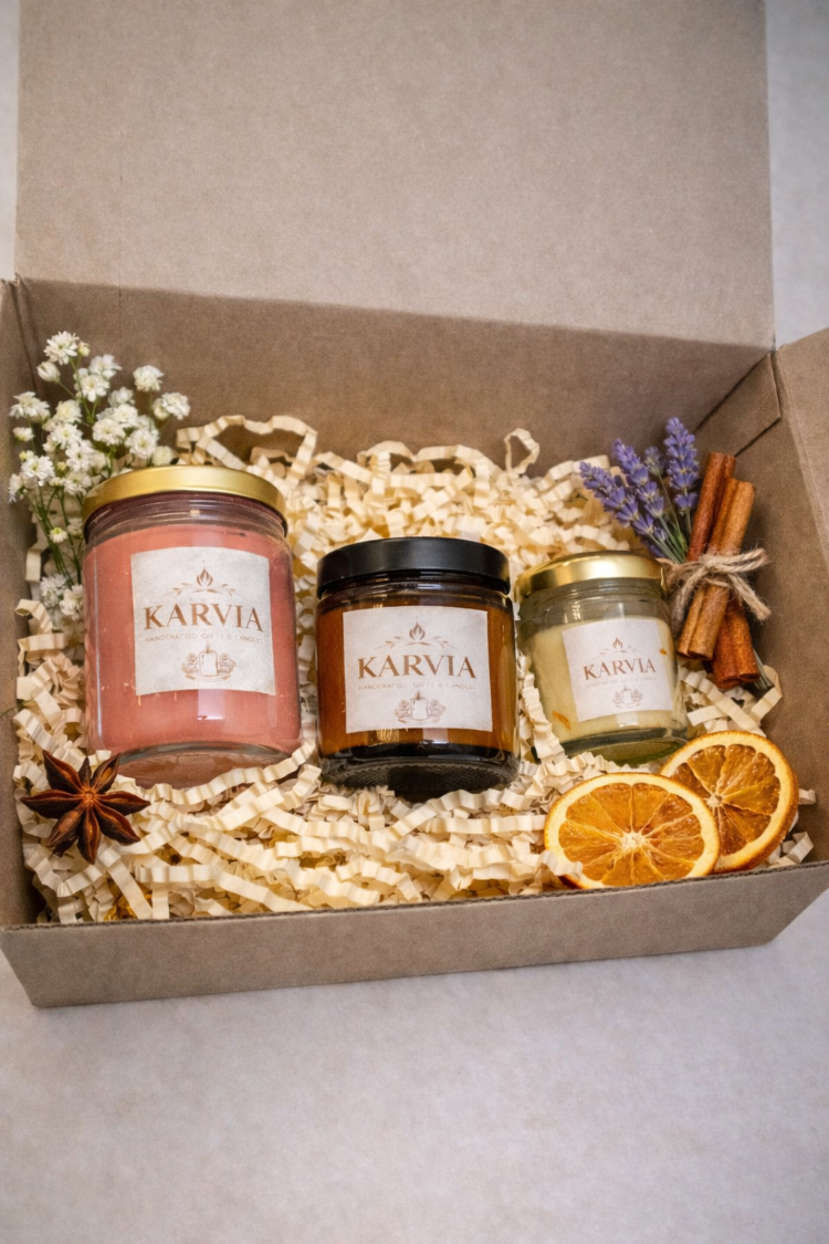 Karvia Premium Mum Seti | EV IŞIĞI SETİ | Kokulu Hediye Kutusu