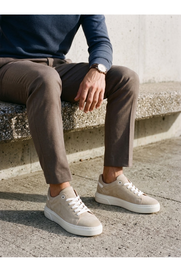 Krem Süet Görünümlü Sneaker
