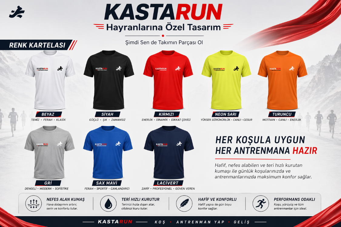 KASTARUN Koşu & Antrenman T-Shirt Her koşula uygun, her antrenmana hazır.