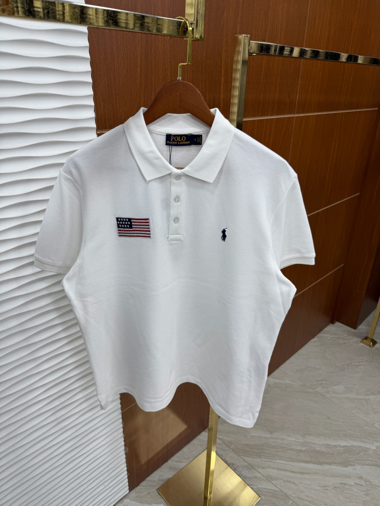 RL Beyaz ABD Nakışlı İthal Polo Yaka