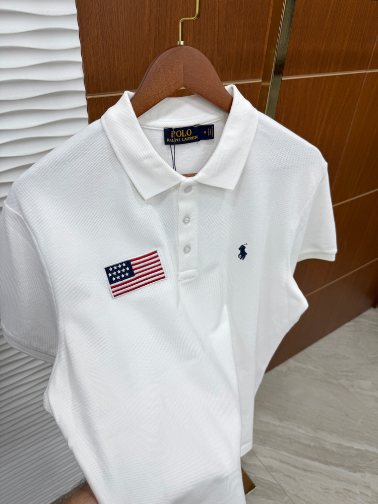 RL Beyaz ABD Nakışlı İthal Polo Yaka