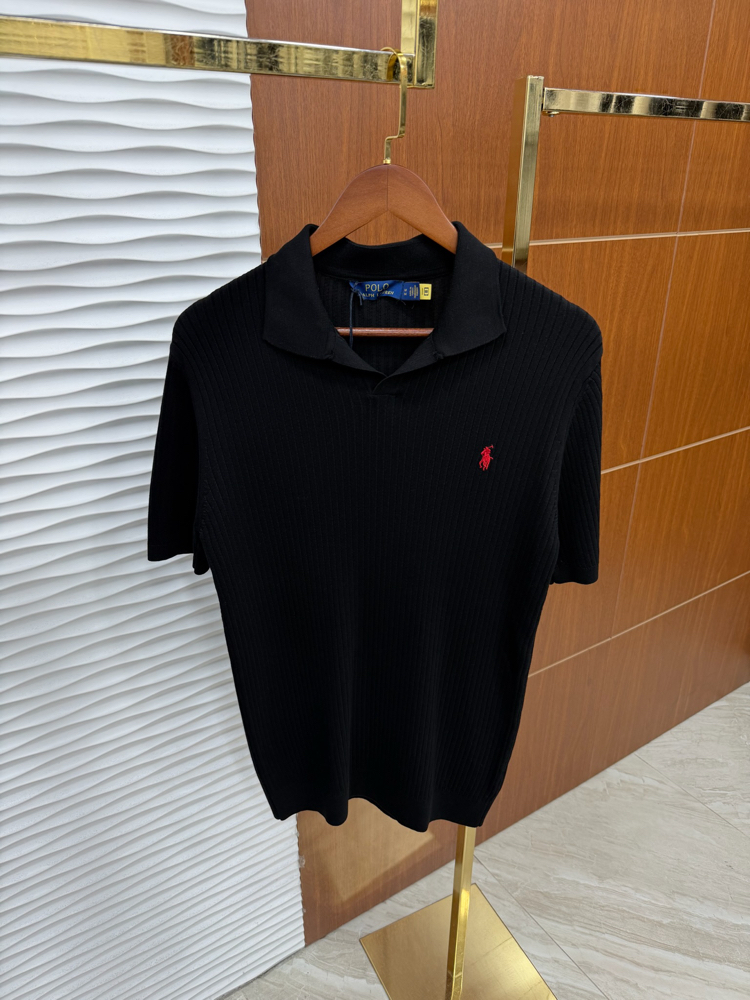 RL Çizgili Siyah İthal Polo Yaka