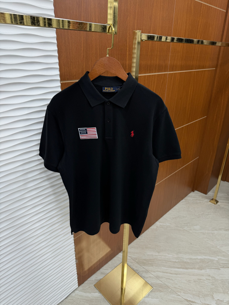 RL Siyah ABD Nakışlı İthal Polo Yaka