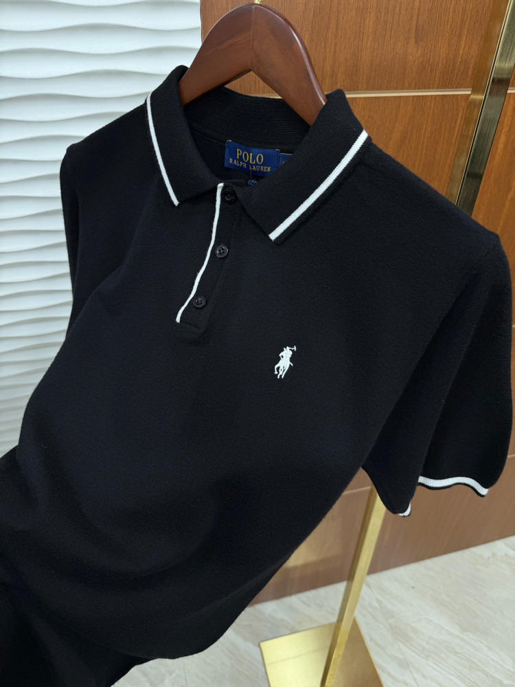 RL Siyah Beyaz Çizgili İthal Polo Yaka
