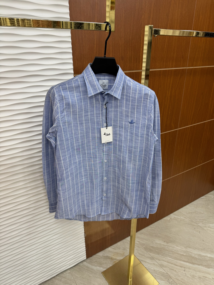 Beymen Club Koyu Mavi Çizgili İthal Gömlek