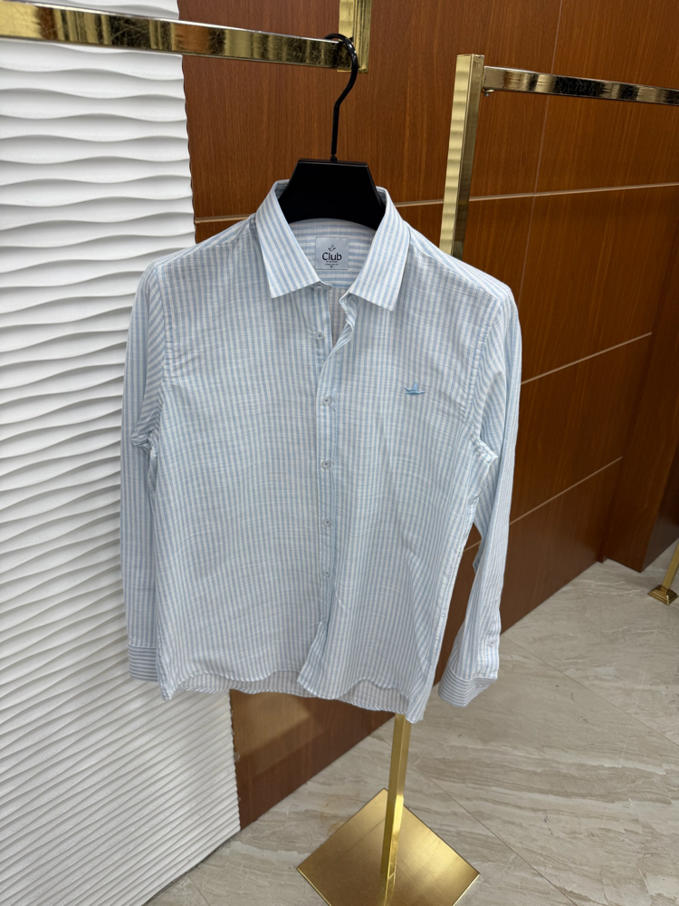 Beymen Club Bebek Mavisi/Beyaz İthal Gömlek