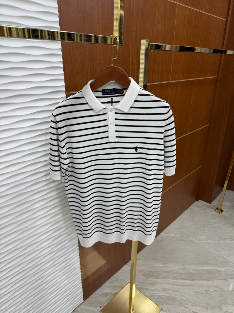 RL Siyah/Beyaz Çizgili İthal Polo Yaka