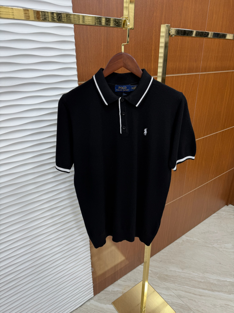 RL Siyah Beyaz Çizgili İthal Polo Yaka