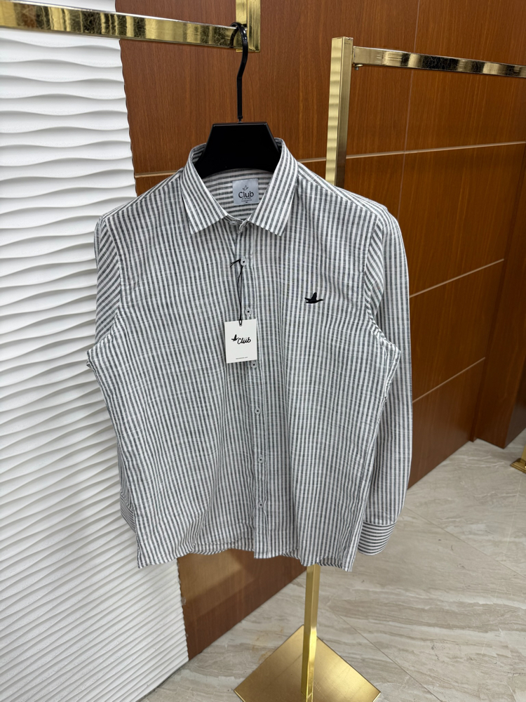 Beymen Club Gri/Beyaz İthal Gömlek