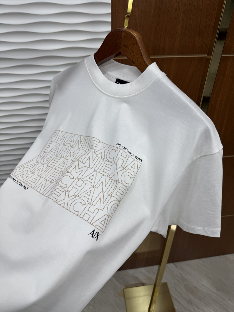 Armani Exchange Dikdörtgen Baskı İthal Beyaz Tişört