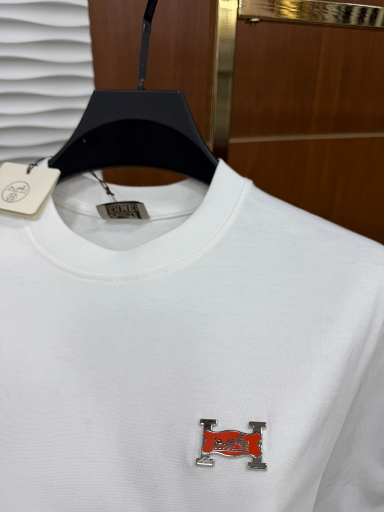 Hermes Metal Logo Beyaz İthal Tişört