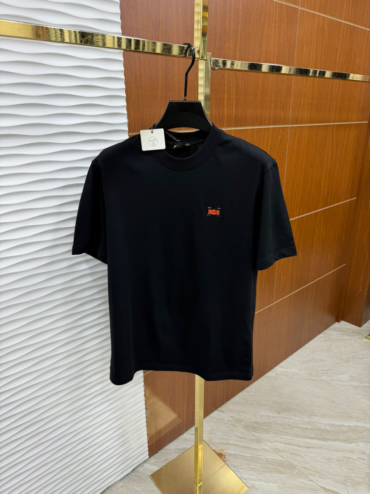 Hermes Metal Logo İthal Siyah Tişört