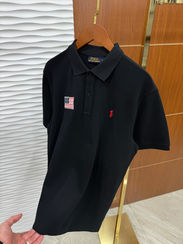 RL Siyah ABD Nakışlı İthal Polo Yaka