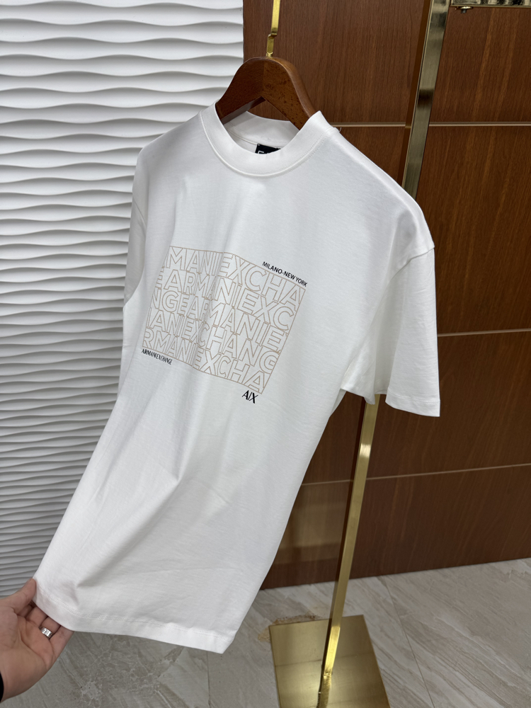 Armani Exchange Dikdörtgen Baskı İthal Beyaz Tişört