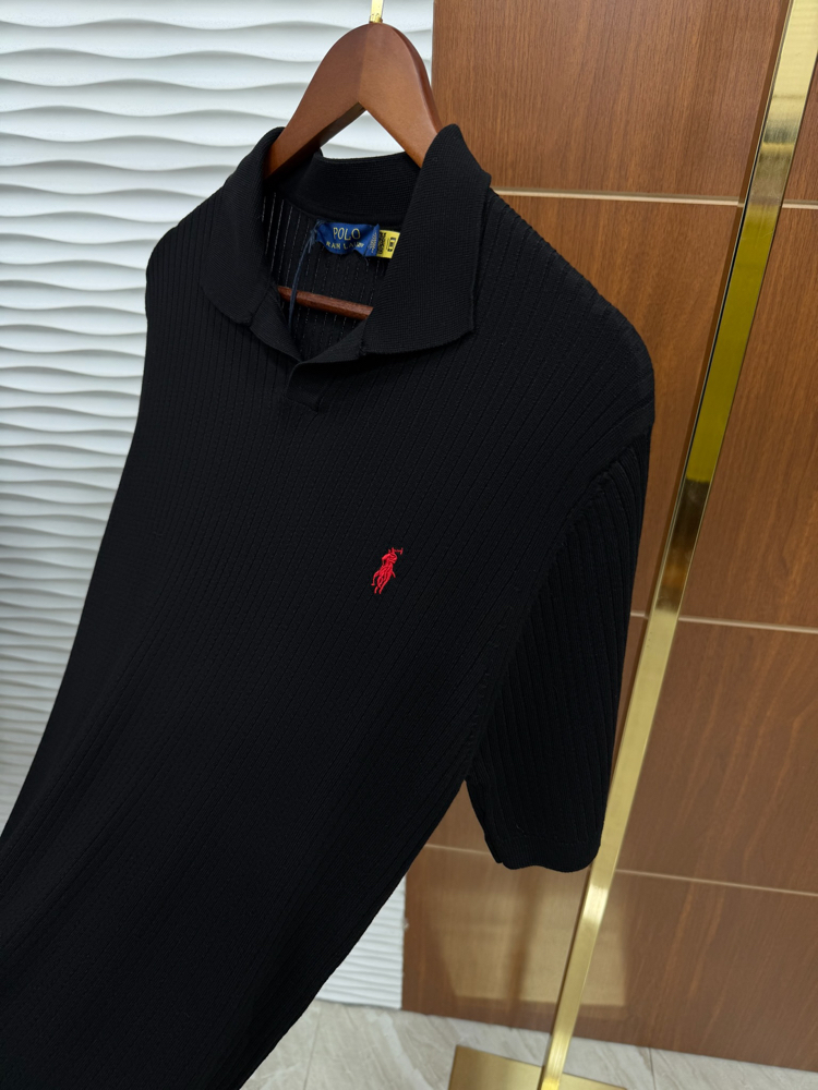 RL Çizgili Siyah İthal Polo Yaka