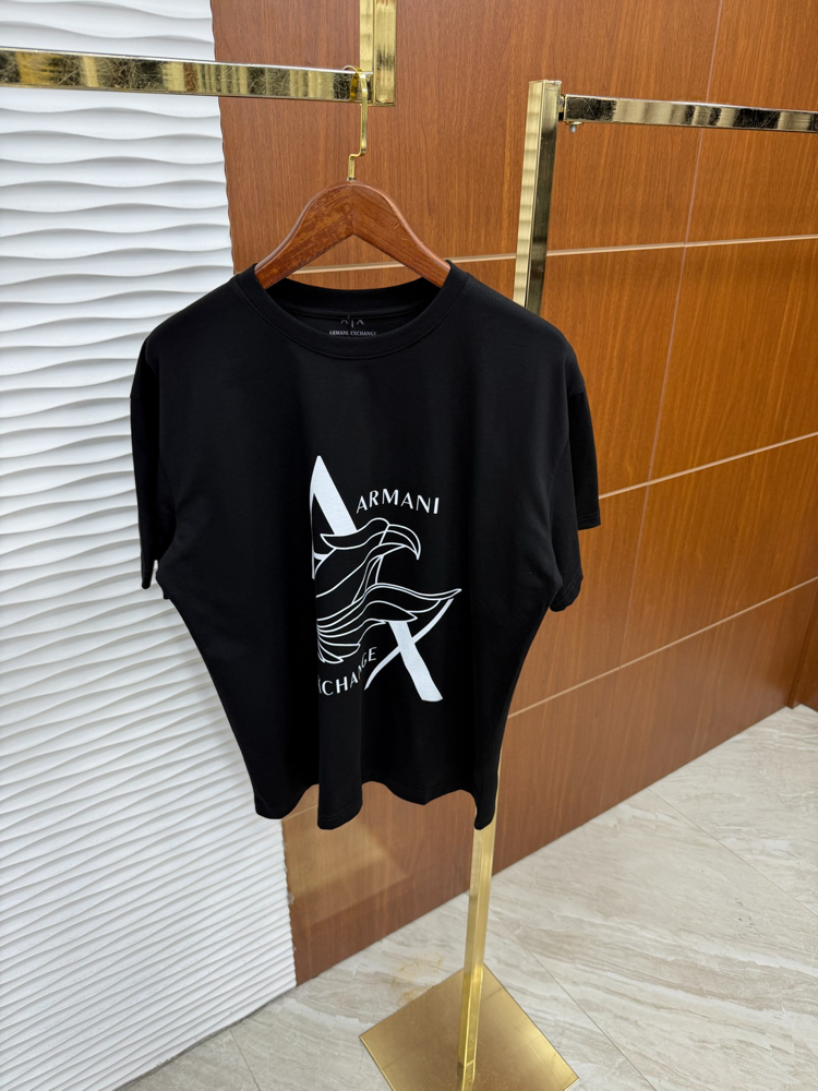 AX Kanat Baskılı Siyah İthal Tişört