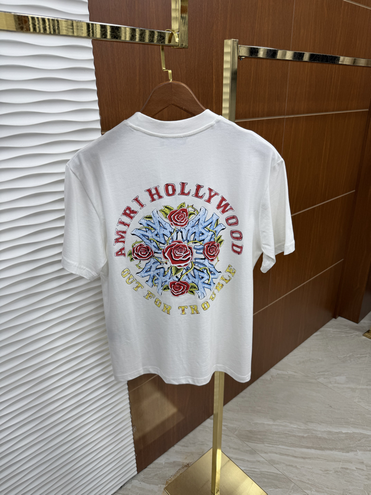 Amiri Hollywood Çicekli İthal Beyaz Tişört