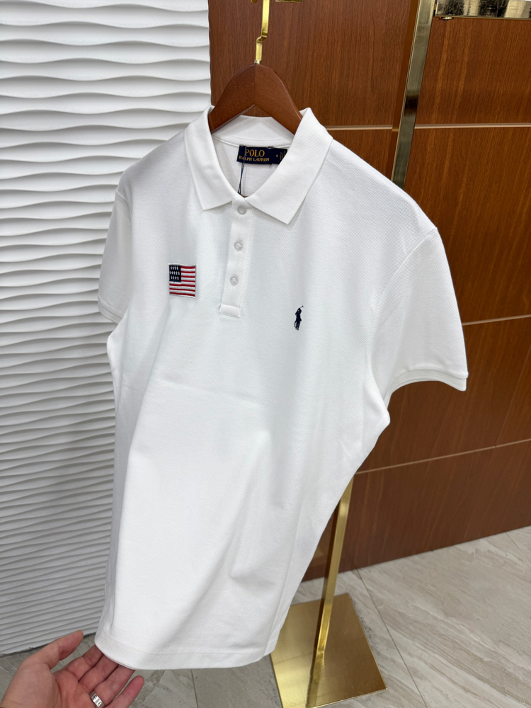 RL Beyaz ABD Nakışlı İthal Polo Yaka