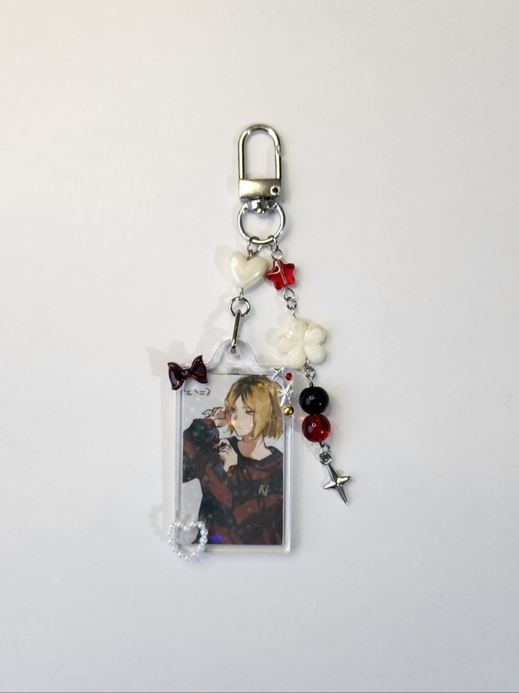 Yıldız yansımalı Fotolu akrilik anahtarlık (kenma)