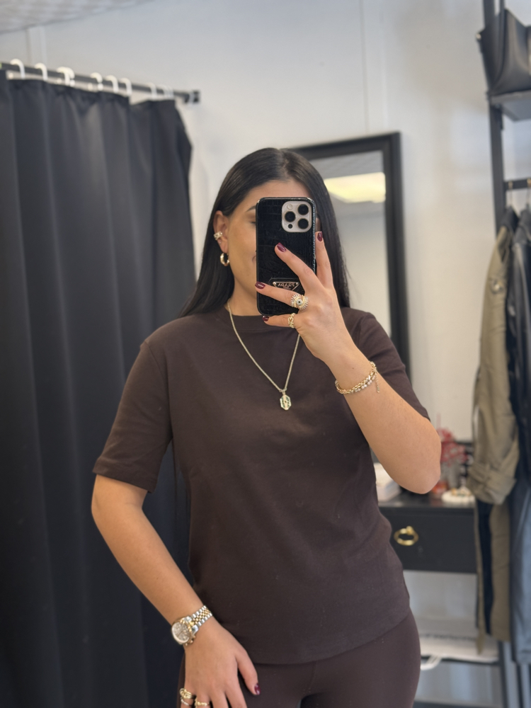 Massi Pamuklu Tshirt Acı Kahve