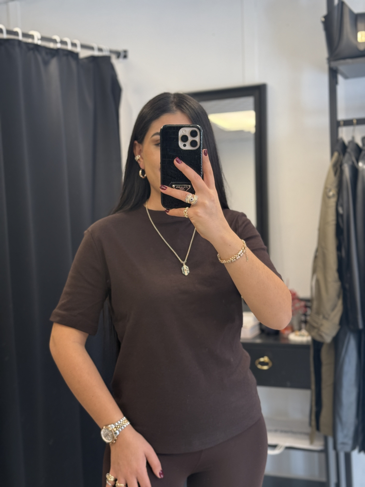 Massi Pamuklu Tshirt Acı Kahve