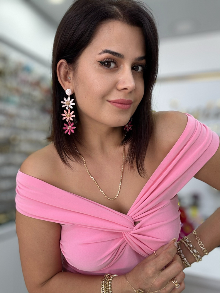 Hasır pembe küpe 