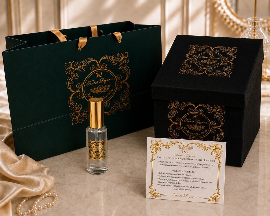 BLACK 7'Lİ KOKULU FUŞYA İRİ GÜL ISLAK ÇİÇEK GOLD METAL KABARTMALI ETİKET (Bo