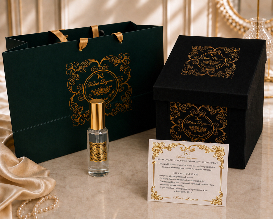 AURA, 4LÜ KOKULU BEYAZ ORKİDE ISLAK ÇİÇEK, GOLD KABARTMALI METAL ETİKET,( pudra,kaşmir,amber)