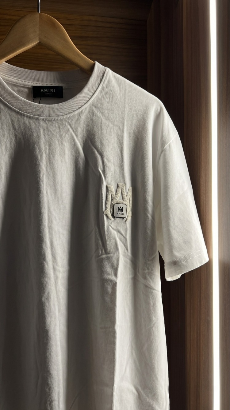 Amiri ™ Premium Metal Logo Beyaz T-shirt