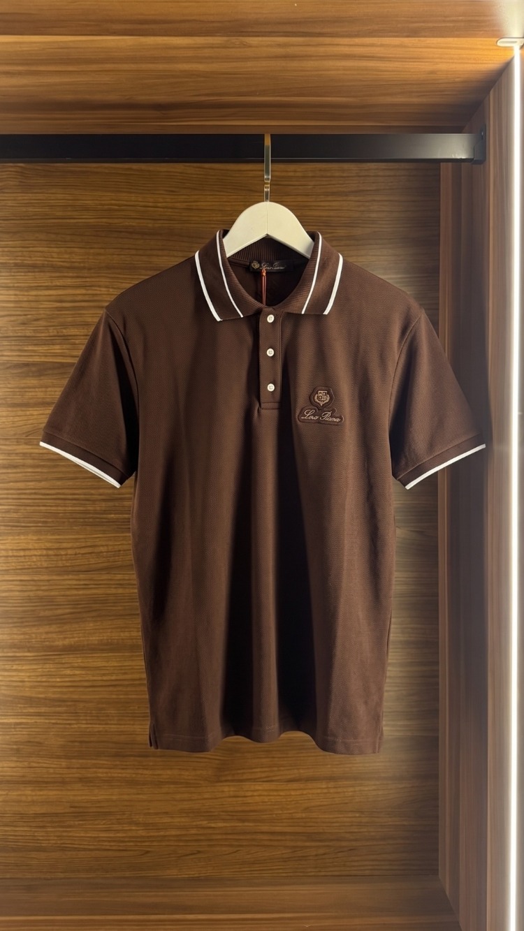 Loro Piana ™ Premium Polo Yaka Kahverengi (İthal Parça)