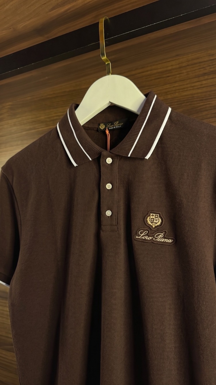 Loro Piana ™ Premium Polo Yaka Kahverengi (İthal Parça)