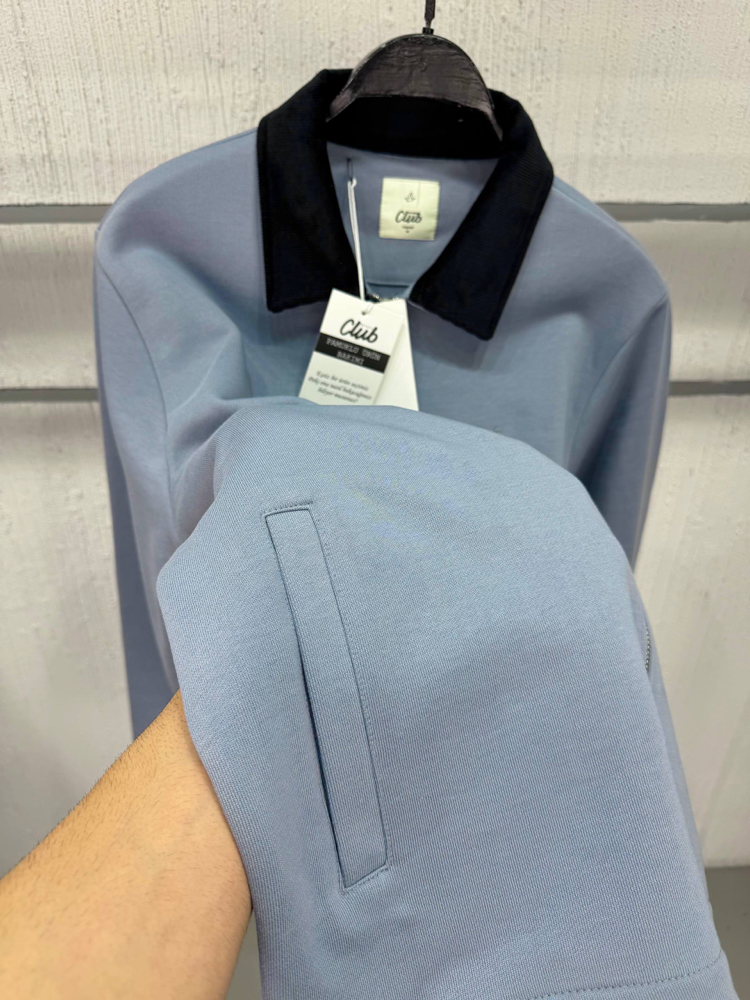 Beymen %100 İthal Pamuk Çift Fermuarlı Kadife Yakalı Comfort Hırka