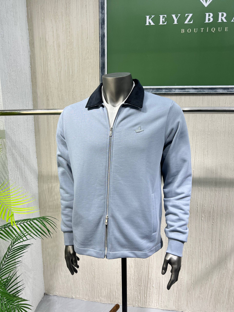 Beymen %100 İthal Pamuk Çift Fermuarlı Kadife Yakalı Comfort Hırka