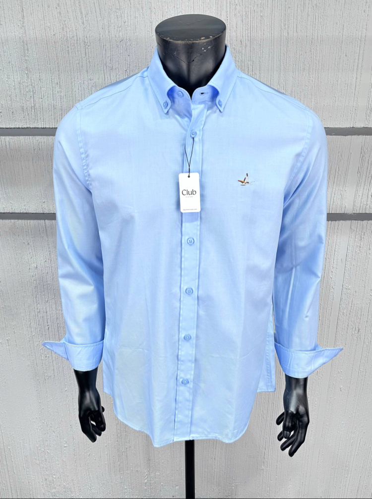 BEYMEN OXFORD KUMAŞ GÖMLEK REGULAR FİT KUŞ NAKIŞ İŞLEMELİ
