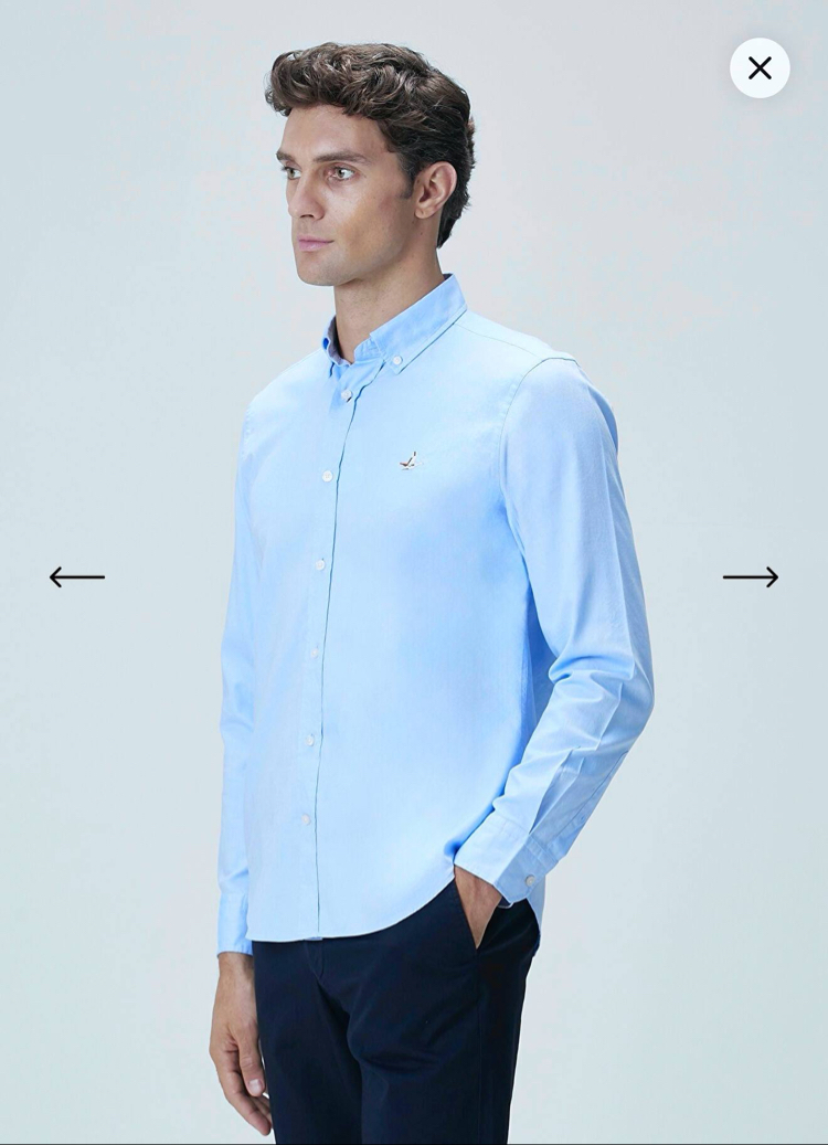 BEYMEN OXFORD KUMAŞ GÖMLEK REGULAR FİT KUŞ NAKIŞ İŞLEMELİ