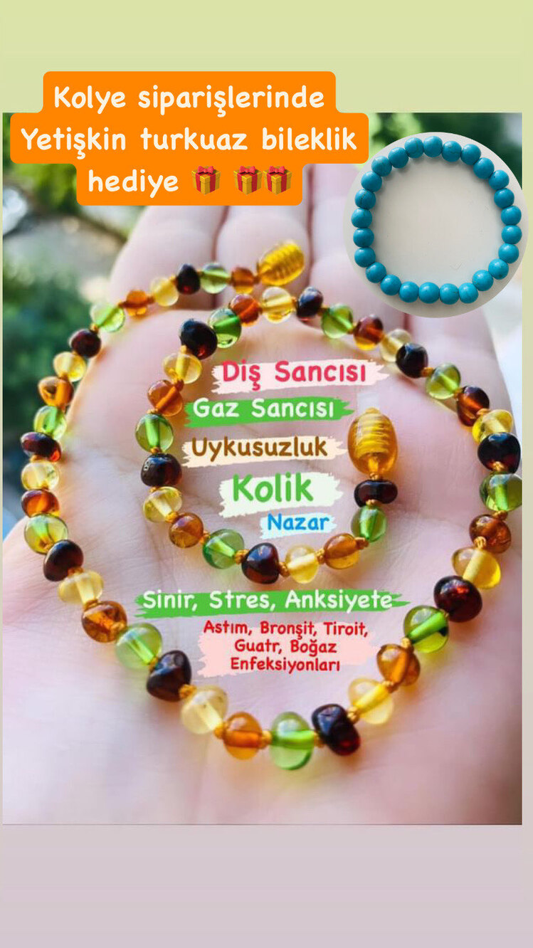 Sertifikalı Orijinal Kehribar Bebek kolye yetişkin bileklik hediye