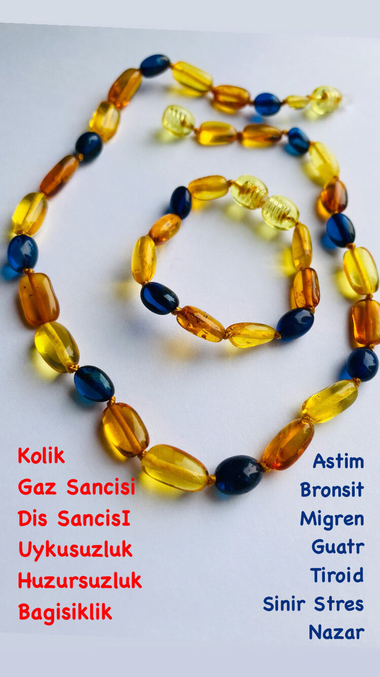 Sertifikalı kehribar bebek kolye bileklik set