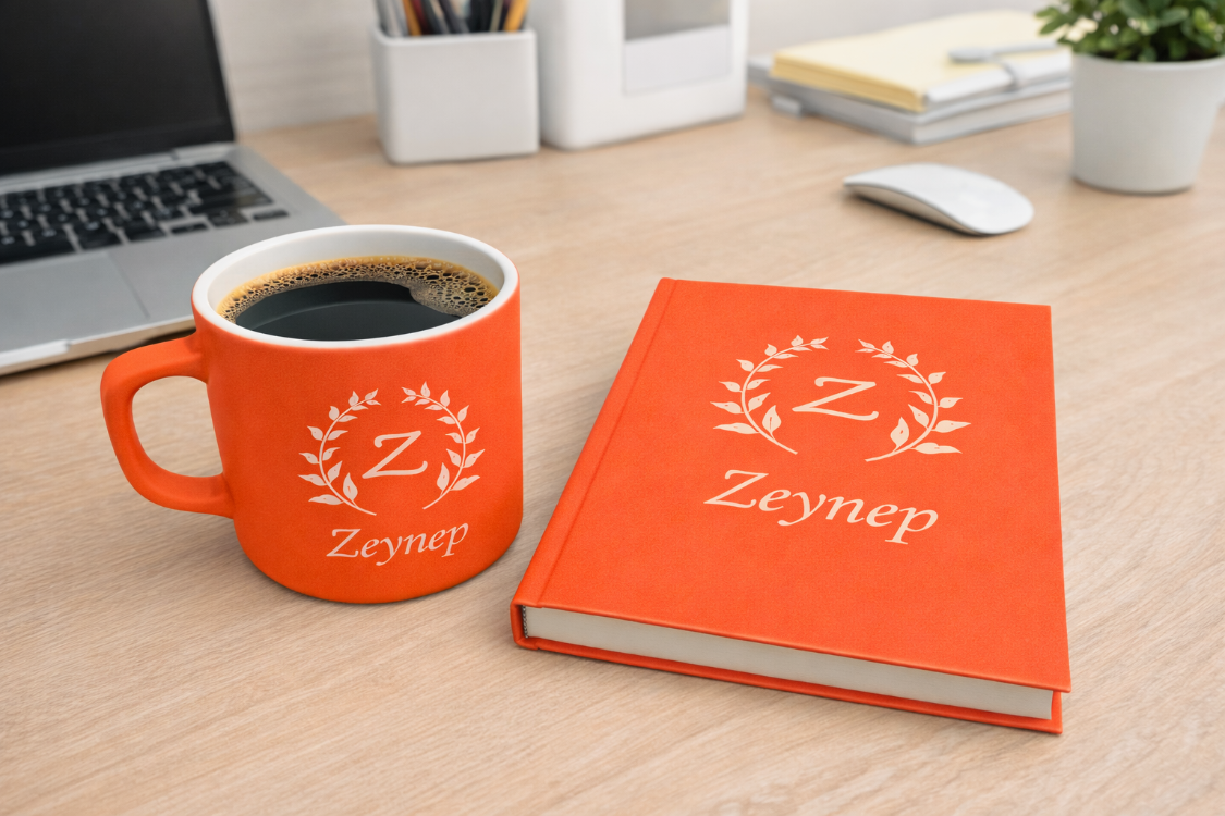 Kişiye Özel Ofis Seti – İsimli Kupa & Defter