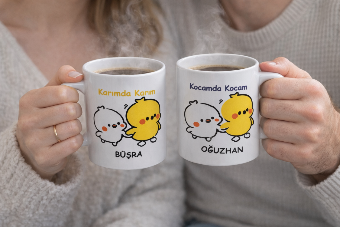Kişiye Özel Karımda Karım – Kocamda Kocam Çift Kupa Bardak Seti