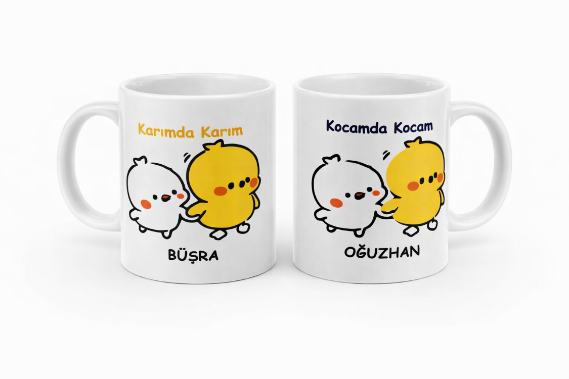 Kişiye Özel Karımda Karım – Kocamda Kocam Çift Kupa Bardak Seti
