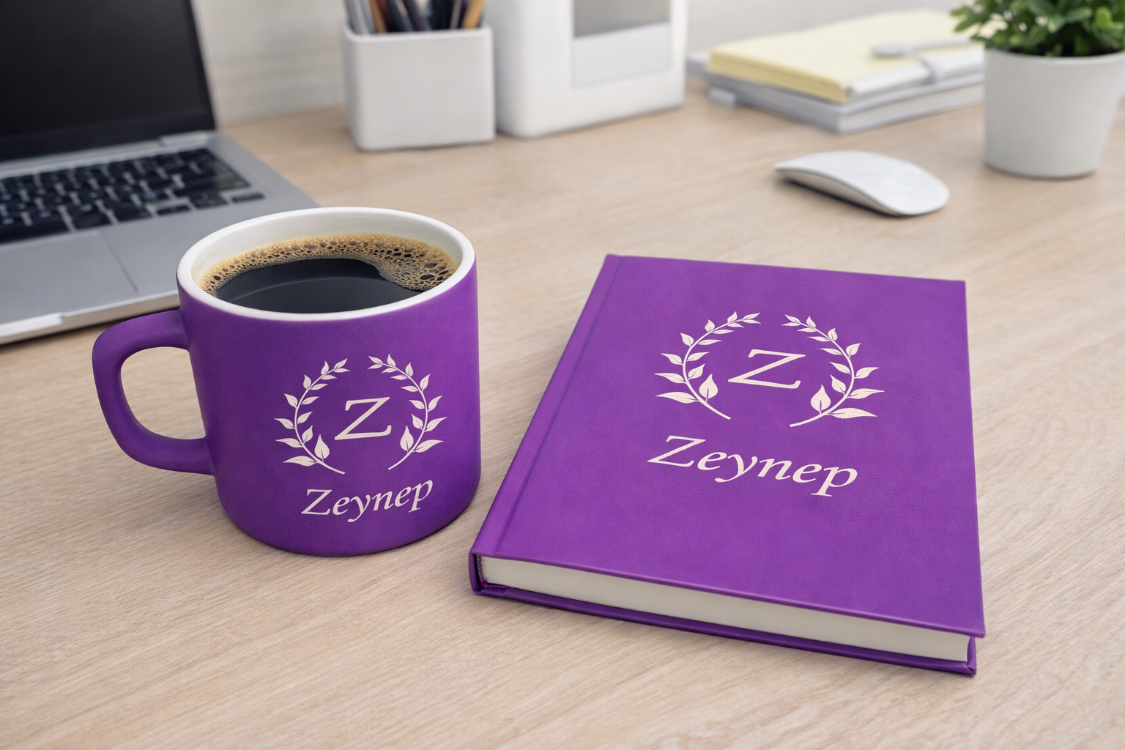 Kişiye Özel Ofis Seti – İsimli Kupa & Defter